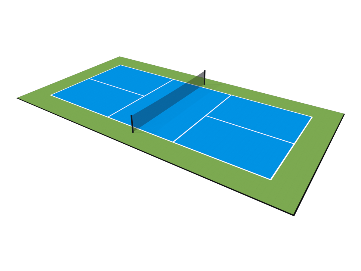 3D render of the Compact Court pickleball kit in Royal Blue and Olive Green