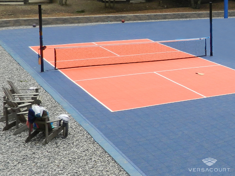 A VersaCourt pickleball kit court with its surround