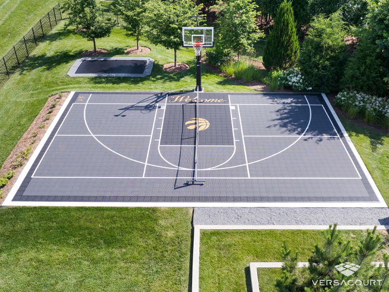 VersaCourt pickleball court with a net up